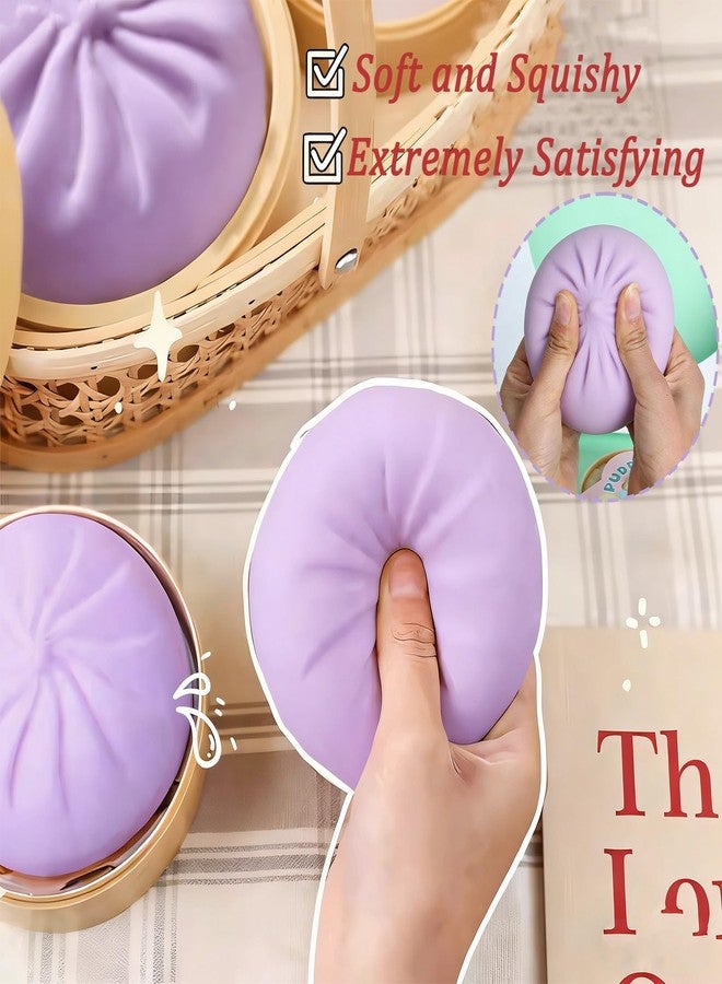 PMDYBY Giant Dumpling Squishy, Large Dumpling Squishy, Mystery Jumbo DumplingSquishy, Cute Anxiety Relief Fidget Toy, Soft Squeeze Decompression Dough for Adults(Purple) - Image 3